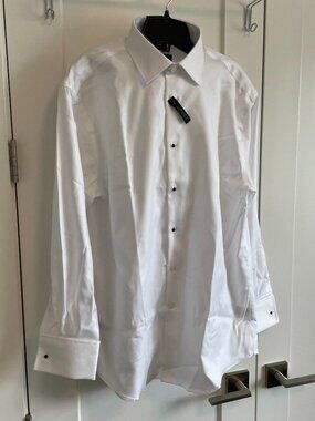 Joseph Abbound French Cuff LS Button Down Egyptian Cotton Dress Shirt White 16.5